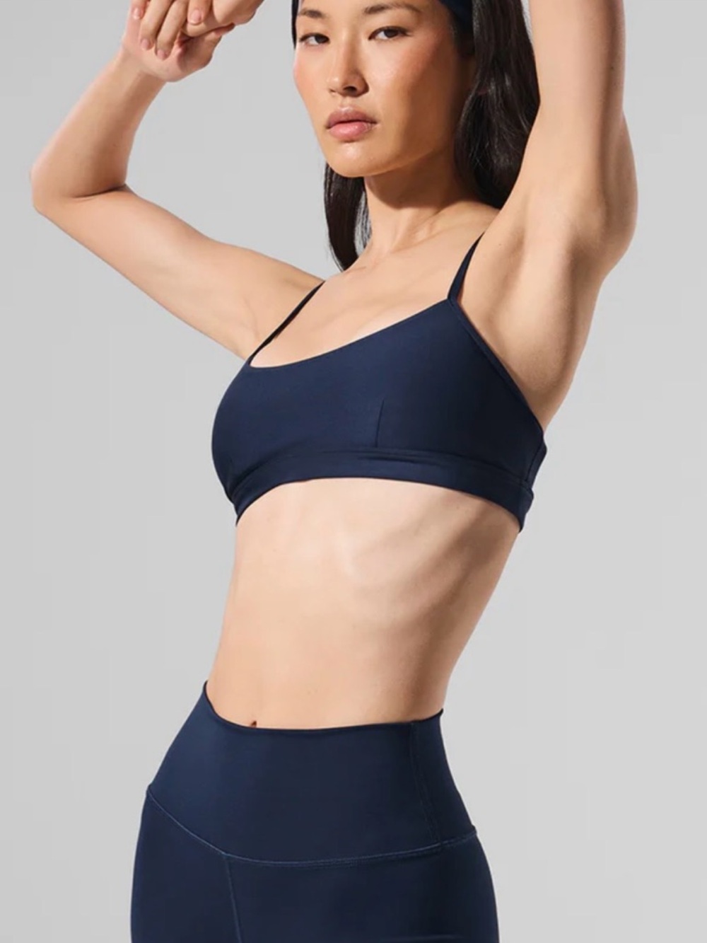 Alo Airlift Intrigue Sports Bra Size S Navy Blue Adjustable Yoga Running W9557R